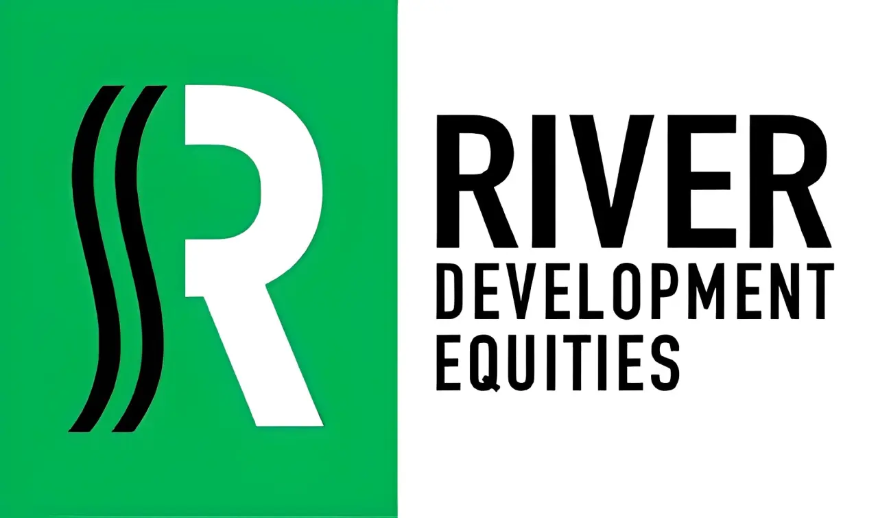Logo of River Development Equities featuring a stylized 'R' on a green background, accompanied by the company name in bold black letters on a white background.