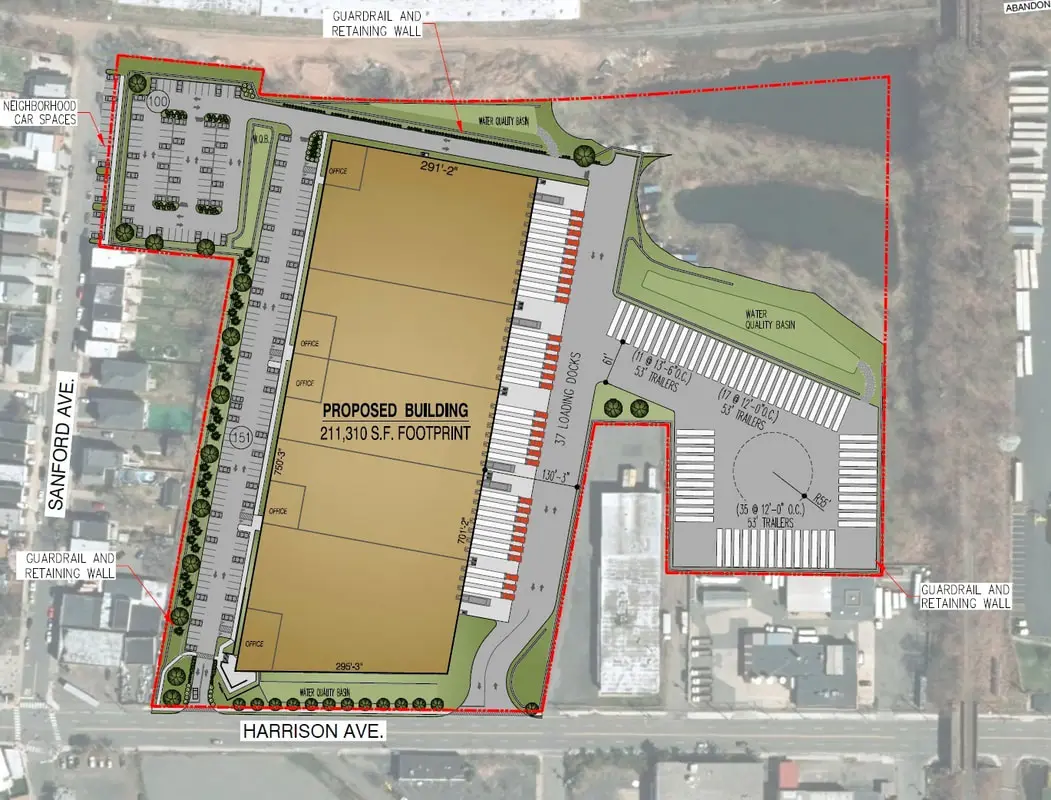 A map of the site for a new parking lot.