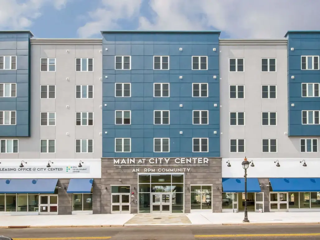 A large building with many windows on the outside.