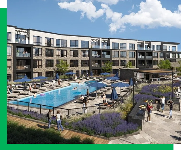 A rendering of the pool area at the new hotel.